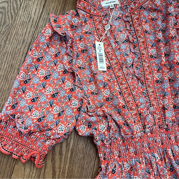 Max Studio Maxi Dress Elbow Length Sleeve Tiered Floral Print Size Small - Picture 8 of 13